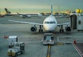 JetBlue and Singapore Airlines planes on tarmac at John F Kennedy International Airport in New York Royalty Free Stock Photo