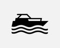 Speedboat Icon Jet Speed Boat Jetboat Motorboat Ship Vessel Vector Black White