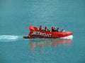 Jetboat Interlaken - Your unforgettable Lake Boat Trip on the Lake Brienz / Die unvergesslich schnelle Bootsfahrt Royalty Free Stock Photo