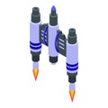 Jetpack device icon isometric vector. Fire jet