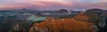 Jetrichovice, Czech Republic - Aerial panoramic view of Bohemian Switzerland National Park with Mariina Vyhlidka lookout Royalty Free Stock Photo