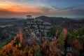 Jetrichovice, Czech Republic - Aerial view of Mariina Vyhlidka lookout in Bohemian Switzerland region Royalty Free Stock Photo