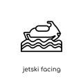 Jetski Facing Right icon. Trendy modern flat linear vector Jetski Facing Right icon on white background from thin line Nautical c