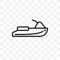 Jetski Facing Right vector linear icon isolated on transparent background, Jetski Facing Right transparency concept can be used fo