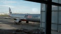 JetStar airplane at domestic airport.