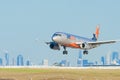 Jetstar airplane landing at Melbourne Airport