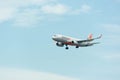 Jetstar Airplane Landing at Singapore Changi International Airport, Singapore, April 2018