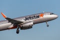 Jetstar Airways Airbus A320 airliner taking off from Sydney Airport. Royalty Free Stock Photo