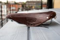 Jette, Brussels, Belgium, Brown leather B17 Brooks bike saddle