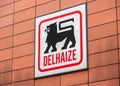 Jette, Brussels, Belgium - Logo of the Delhaize groceries chain