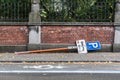Jette, Brussels Capital Region Belgium - cracked down parking sign post