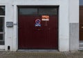 Jette, Brussels Capital Region - Belgium - Vintage wooden garage port with a for sale sign