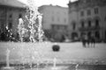 The jetting of the fountain in the city square. Royalty Free Stock Photo