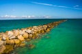 Jetty in the Atlantic Ocean in Miami Beach, Florida. Royalty Free Stock Photo
