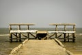 Jetty boat sea sand sky old style