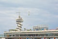 jetty with bungy jumping tower on the the northsea coast in Scheveningen