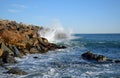 The jetty at Dana Point Harbor, Southern California.