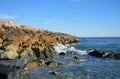 The jetty at Dana Point Harbor, Southern California.