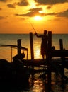 Jetty Fisherman Sunset Sulu Sea Royalty Free Stock Photo