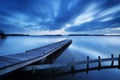 Jetty on a lake at dawn, near Amsterdam The Netherlands Royalty Free Stock Photo