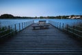 A jetty at the lake Haussee at the Feldberger Lake District Royalty Free Stock Photo