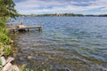 Jetty at the lakeside in historic city Plon