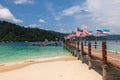 Jetty of Sapi island at Tunku Abdul Rahman National Park in Sabah, Malaysia Royalty Free Stock Photo