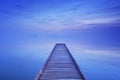 Jetty on a still lake at dawn in The Netherlands Royalty Free Stock Photo