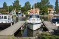 Jettys and boats North harbour Vaxholm Royalty Free Stock Photo