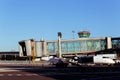 Jetway waiting for a plane to arrive on airport