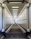 Jetway, walking towards the plane, selective focus