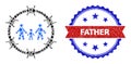 Jevel Composition Family Arrest Icon and Scratched Bicolor Father Stamp