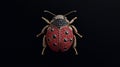 Jewel-Encrusted Mechanical Ladybug on Black Background - Generative AI