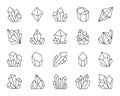 Crystal simple black line icons vector set