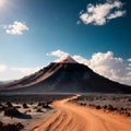 Jewel of Saudi Arabia: the lava fields Harrat Kishb on the way to Al Wahbah Crater in , N.E. of Mecca, . made with