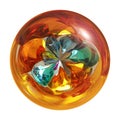 Jewel sphere. Crystal gems shinÃ¯Â¿Â½ in amber. 3d render glass ball isolated on a white background