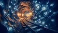 a jewel train treasure riches goldmine diamond ancient underground railway mountain treasury tunnel geology mine cave trolley