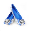 Jeweled blue flats shoes