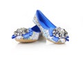 Jeweled blue flats shoes