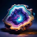 Jeweled Geode in Deep-Sea Bioluminescence Art Style