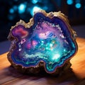 Jeweled Geode in Deep-Sea Bioluminescence Art Style