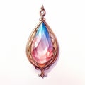 Ornate Blue And Pink Crystal Pendant With Realistic Watercolor Style