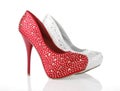 Jeweled Red and Silver Shoes Royalty Free Stock Photo