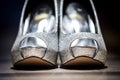 Jeweled silver wedding shoes