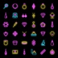 Jeweler gem icons set vector neon Royalty Free Stock Photo