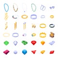Jeweler icons set, isometric style