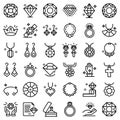 Jeweler icons set, outline style