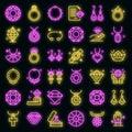 Jeweler icons set vector neon