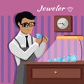 Jeweler Man Examines the Diamond.