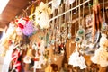 Jewelery, bijouterie and souvenirs at the New Year`s fair in the